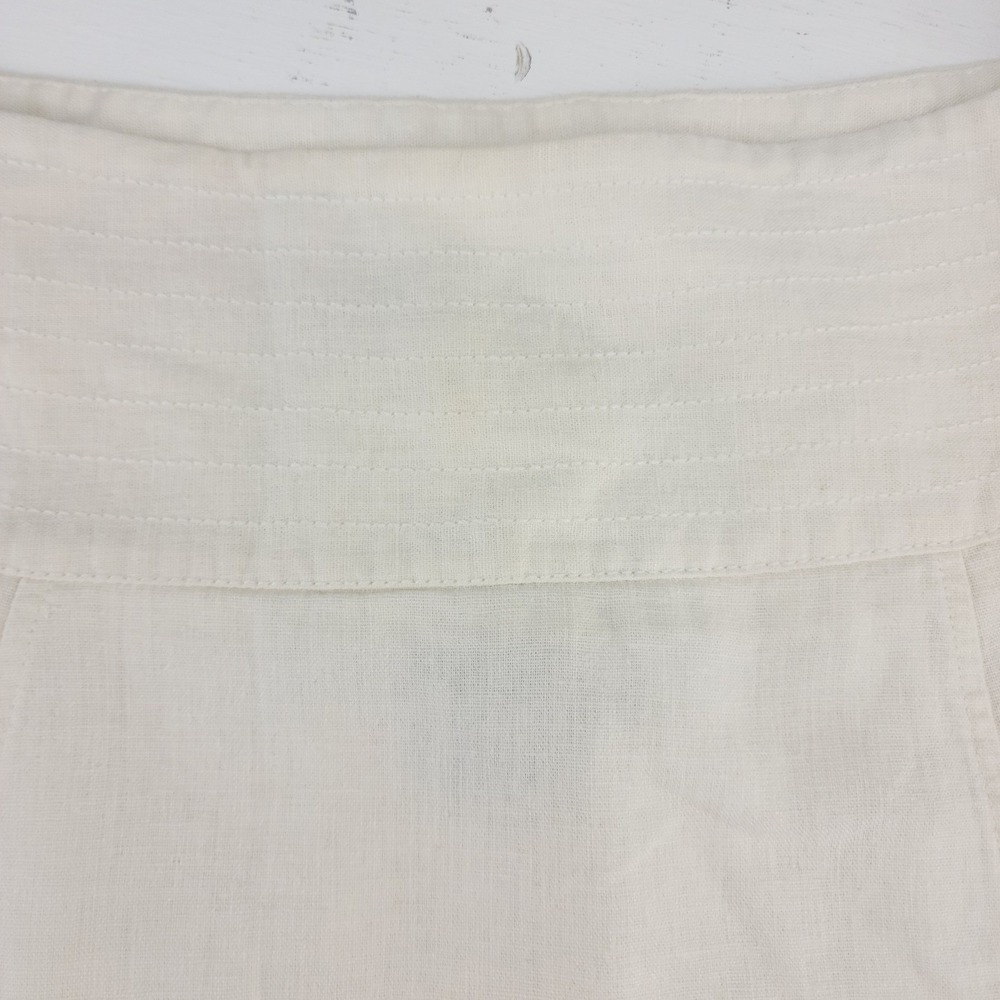 Hillard & Hanson Women Ivory Linen Blend Embroidered Sequin Midi Skirt 12 - Picture 3 of 7
